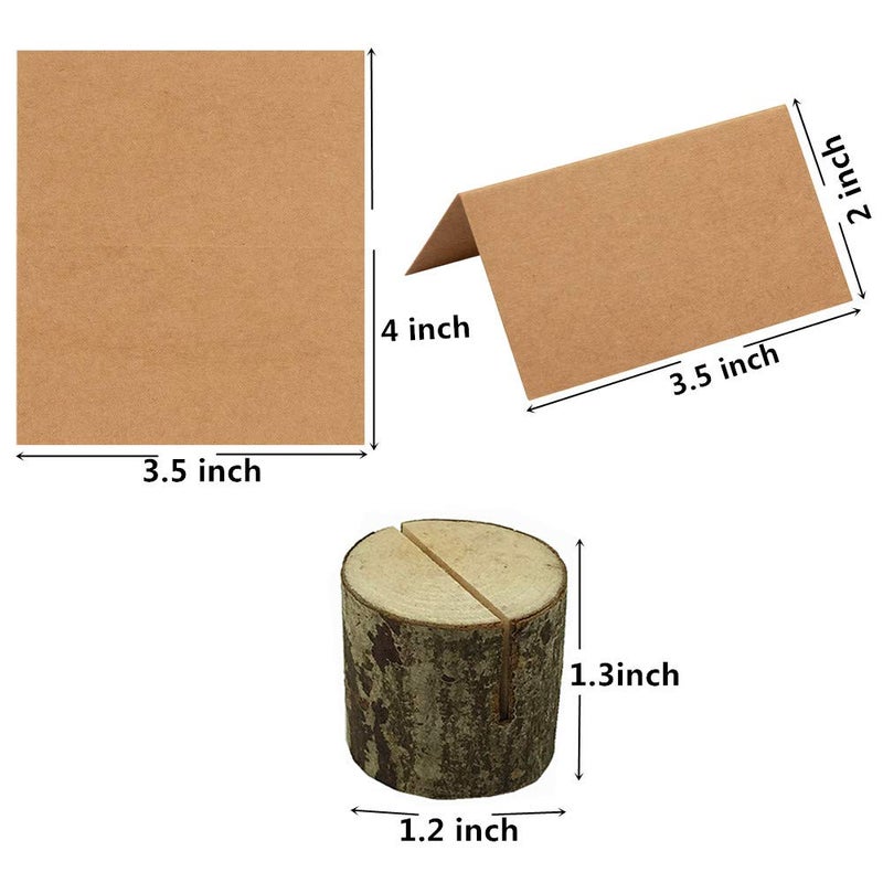senover 20Pcs Rustic Wood Table Numbers Holder and 30Pcs Kraft Table Place Cards Wood Place Card Holder Party Wedding Table Name Card Holder Memo Note Card - Image 2